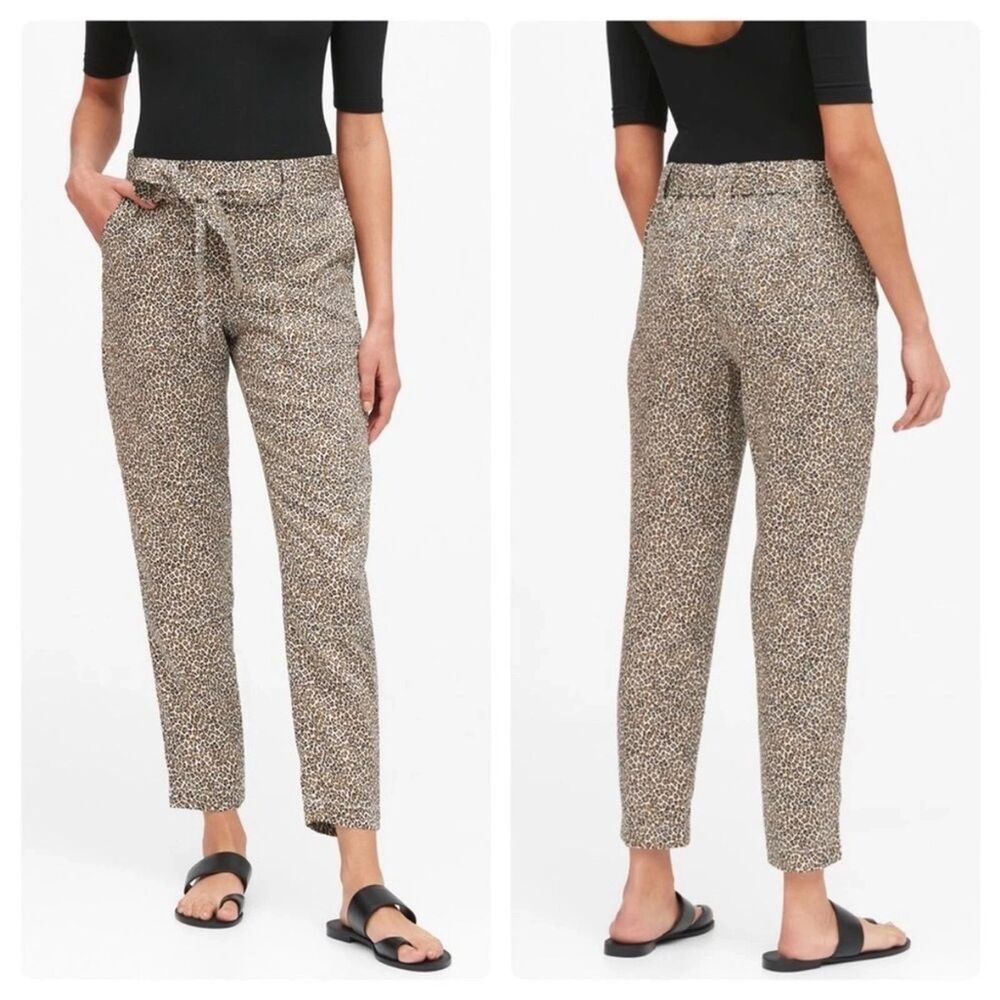 Banana Republic Leopard Print Tencel Lyocell Paperbag Waist Pants - Size M